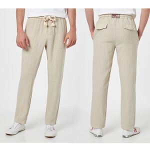 MC2 Saint Barth 100% Linen Calais Pants With Drawstring Light Beige Chinos Large